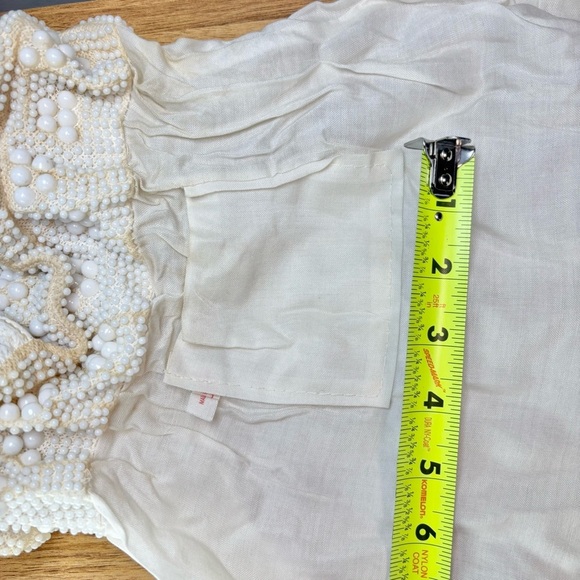 Vintage 1950s Candy Dot Cream & White Double Beaded Hand Bag - Picture 12 of 15